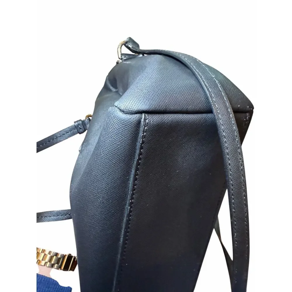Coach Black Saffiano Leather Satchel Purse Crossbody Handbag Shoulder Bag Silver